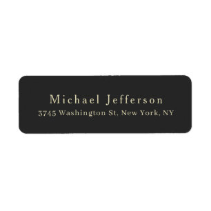 Trendy Matte Black Minimalist Own Name Address Return Address Label