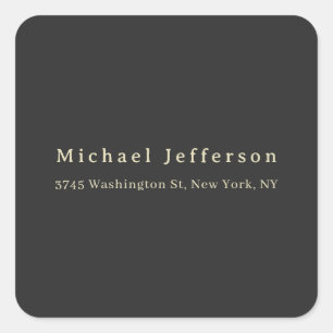 Trendy Matte Black Minimalist Own Name Address Square Sticker