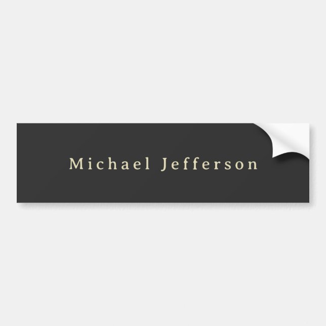 Trendy Matte Black Minimalist Own Name  Bumper Sticker (Front)