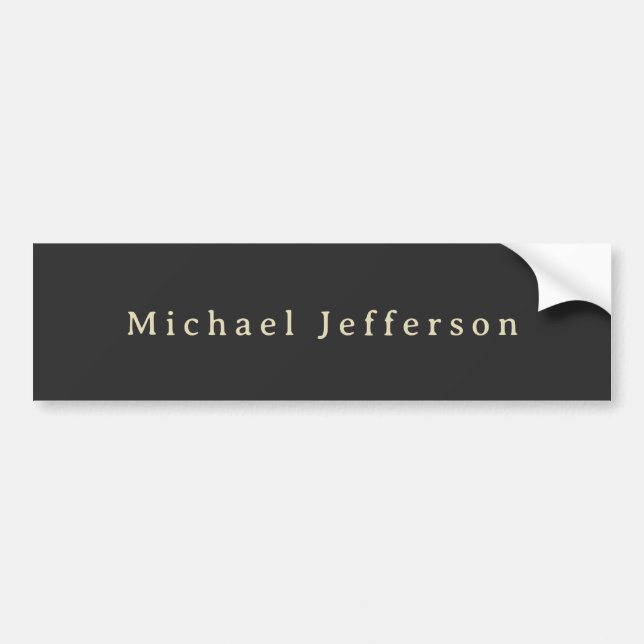 Trendy Matte Black Minimalist Own Name  Bumper Sticker (Front)
