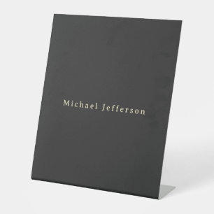 Trendy Matte Black Minimalist Own Name Pedestal Sign