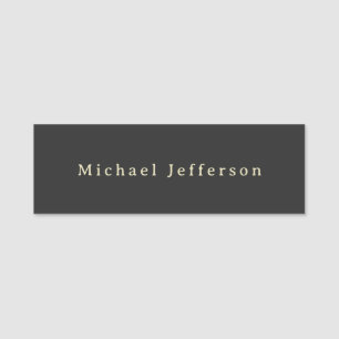Trendy Matte Black Minimalist Own Name Tag