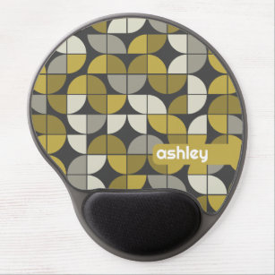 Trendy MCM Half Moon Pattern with gold name block Gel Mouse Pad