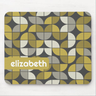 Trendy MCM Half Moon Pattern with gold name block Mouse Pad