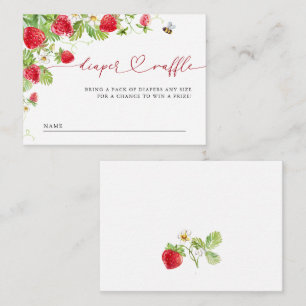 Trendy Meadow Strawberry Baby Shower Diaper Raffle Enclosure Card