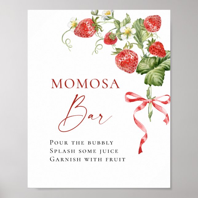 Trendy Meadow Strawberry Baby Shower MOMOSA Bar Poster (Front)