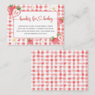 Trendy Meadow Strawberry Books for Baby Shower Enclosure Card