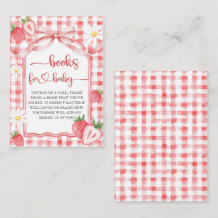 Trendy Meadow Strawberry Books for Baby Shower Enclosure Card