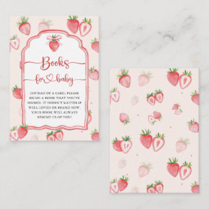 Trendy Meadow Strawberry Books for Baby Shower Enclosure Card