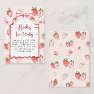 Trendy Meadow Strawberry Books for Baby Shower Enclosure Card