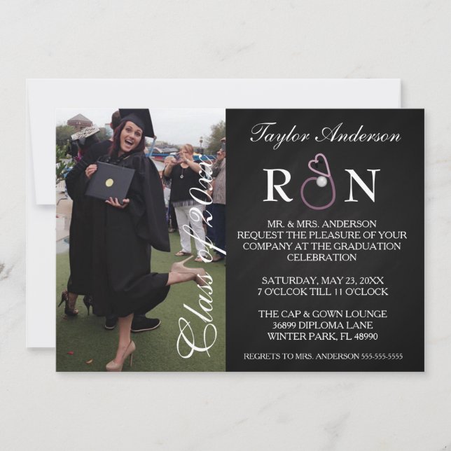 Trendy Medical RN School Graduation Announcement (Front)