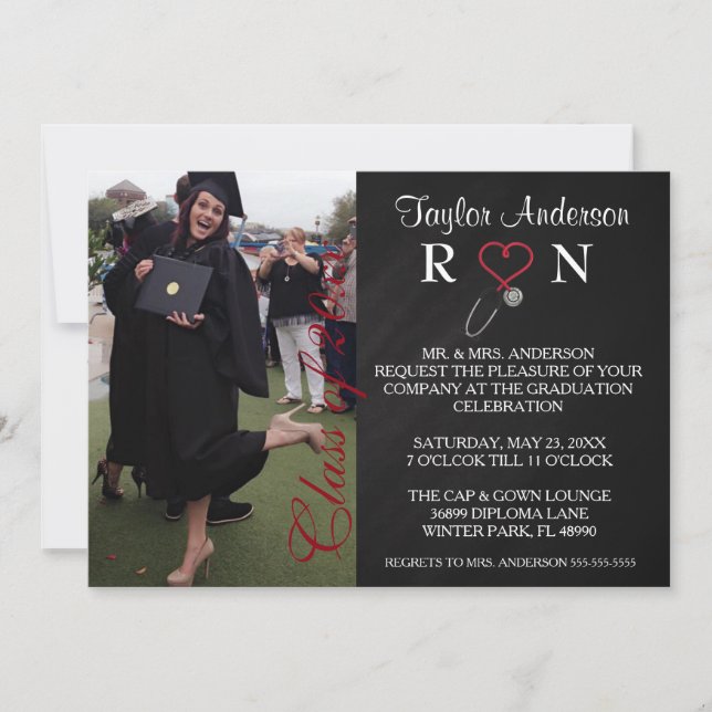 Trendy Medical RN School Graduation Announcement (Front)