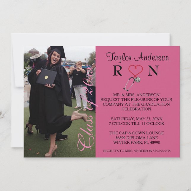 Trendy Medical RN School Graduation Announcement (Front)