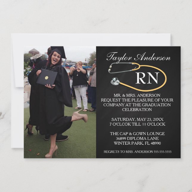 Trendy Medical RN School Graduation Announcement (Front)