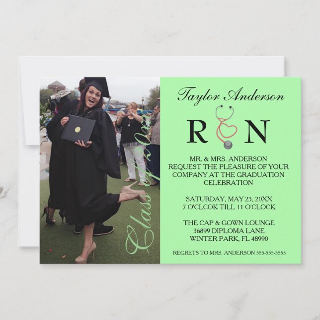 Trendy Medical RN School Graduation Announcement (Front)