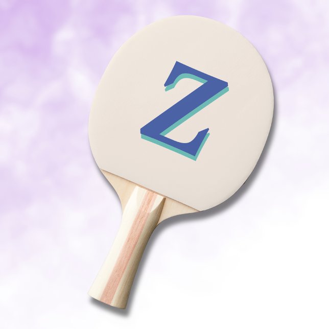 Trendy Medium Blue 3D Initial Letter | Linen Colou Ping Pong Paddle (Creator Uploaded)