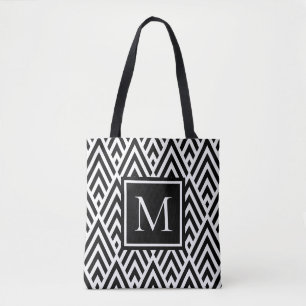 Trendy Medium Brown Monogram Arrow Diamond Pattern Tote Bag