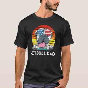 Trendy Mens Pitbull Dad Vintage Smiling Pitbull Fa T-Shirt