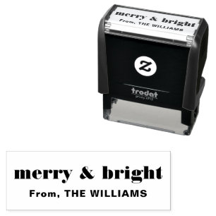 Trendy Merry and Bright Bold Chirstmas Saying Name Self-inking Stamp