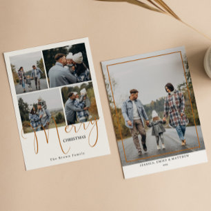 Trendy Merry Christmas 5 Photo Holiday Card