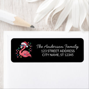 Trendy Merry Christmas Flamingo Return Address     Label