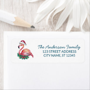 Trendy Merry Christmas Flamingo Return Address     Label