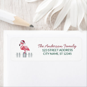 Trendy Merry Christmas Flamingo Return Address     Return Address Label