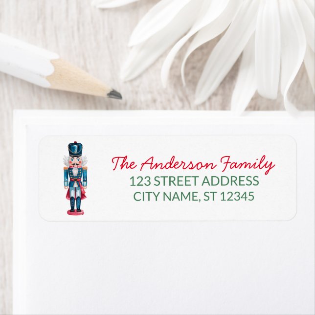 Trendy Merry Christmas Nutcracker Return Address   Label (Insitu)