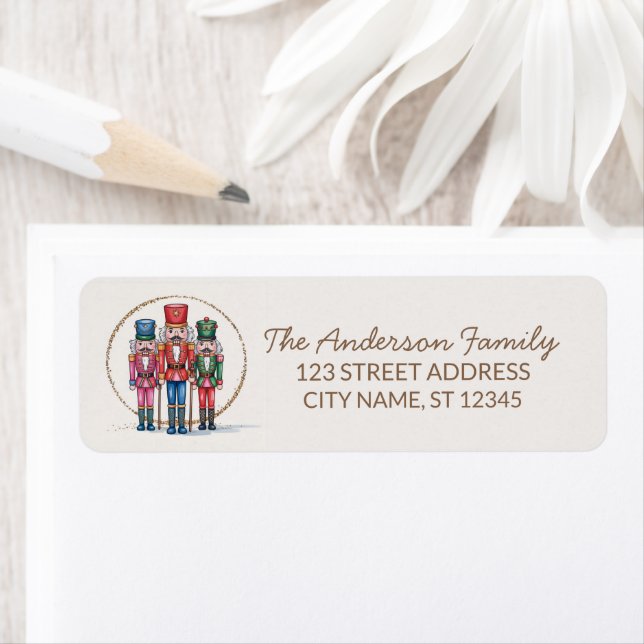 Trendy Merry Christmas Nutcracker Return Address   Label (Insitu)