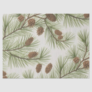 Trendy Merry Christmas Pine Cones and Branches     Tissue Paper