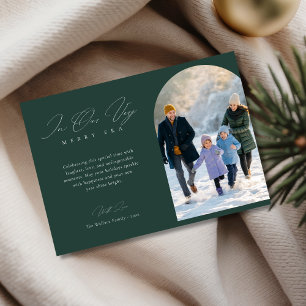 Trendy Merry Era Winter Family Arch Photo Green Holiday Card