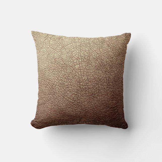 Trendy Metallic Brass Patina Leather Texture Cushion (Front)