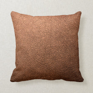 Trendy Metallic Copper Patina Leather Texture Cushion