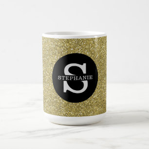Trendy Metallic Glitter Gold Light Monogrammed  Coffee Mug