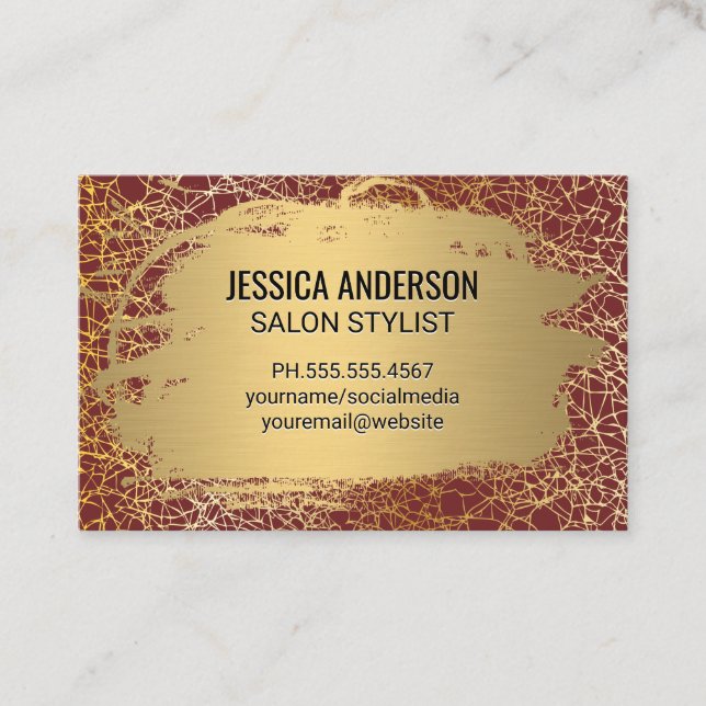 Trendy Metallic Gold Texture Background Business Card (Front)