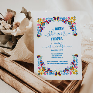 Trendy Mexican Floral Fiesta Girl Baby Shower Invitation