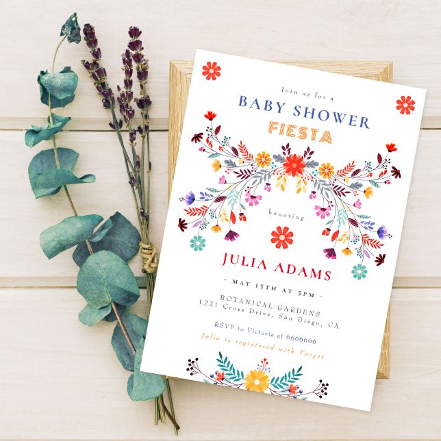 Trendy Mexican Talavera Floral Fiesta Baby Shower Invitation (Creator Uploaded)