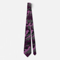 Trendy Military Dark Purple Camouflage Men's Tie