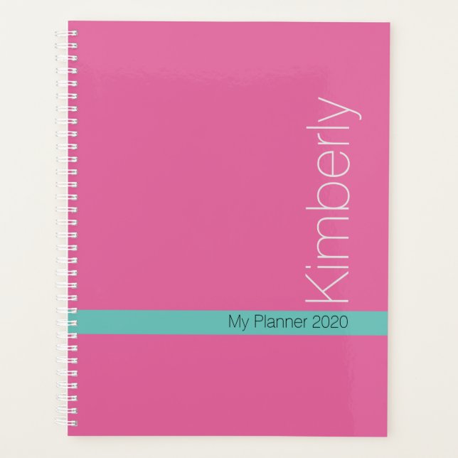 Trendy Minimal Design DIY Name/Subject/Pink & Teal Planner (Front)