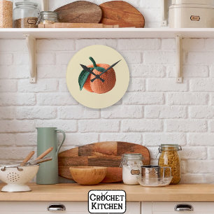 Trendy Minimal Modern Amigurumi Crochet Peach Round Clock