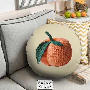 Trendy Minimal Modern Amigurumi Crochet Peach   Round Cushion
