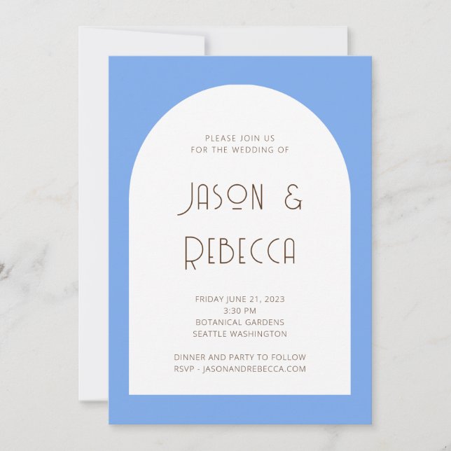 Trendy Minimal Pastel Blue All In One Wedding  Invitation (Front)