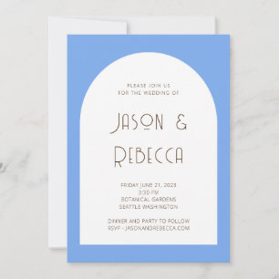 Trendy Minimal Pastel Blue All In One Wedding Invitation