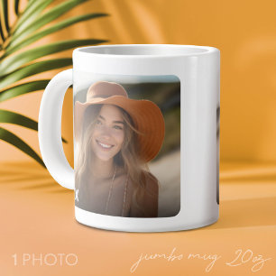 Trendy Minimal Photo Design with Year Large Coffee Mug