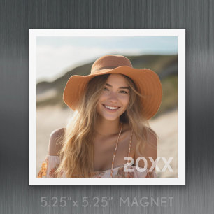 Trendy Minimal Photo Design with Year Magnet