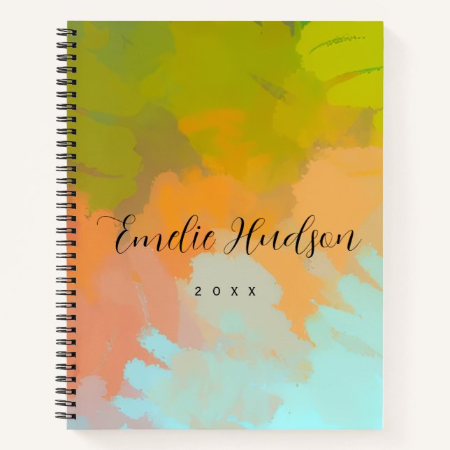 Trendy minimalist  abstract watercolor spiral  Notebook (Front)