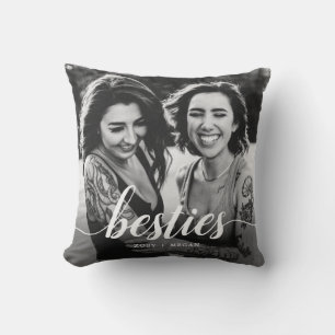 Trendy Minimalist Besties Elegant Script Photo Cushion
