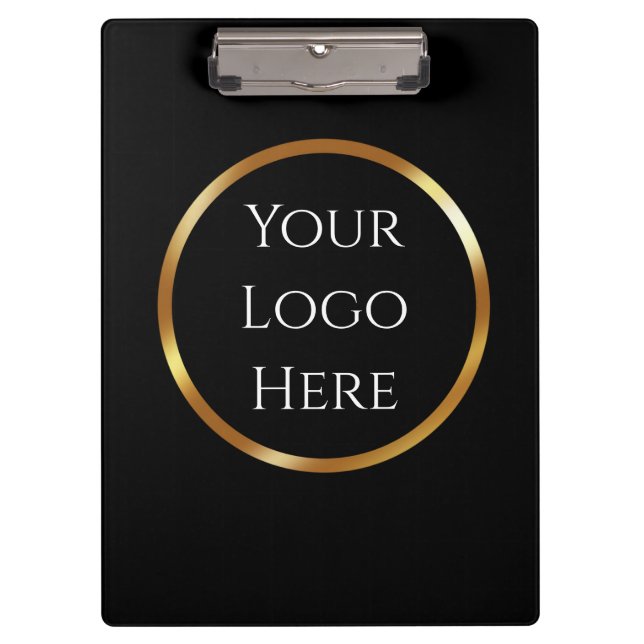 Trendy, Minimalist. black and gold with QR code  Clipboard (Front)