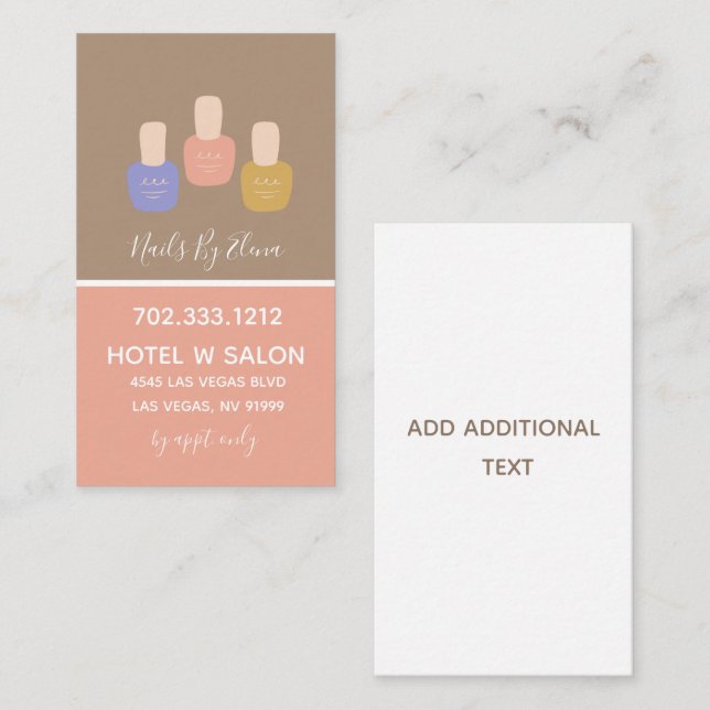 Trendy Minimalist Colorblock Nail Salon Business Card (Front/Back)