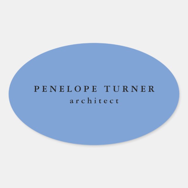 Trendy Minimalist Cornflower Blue Professional Oval Sticker (Front)